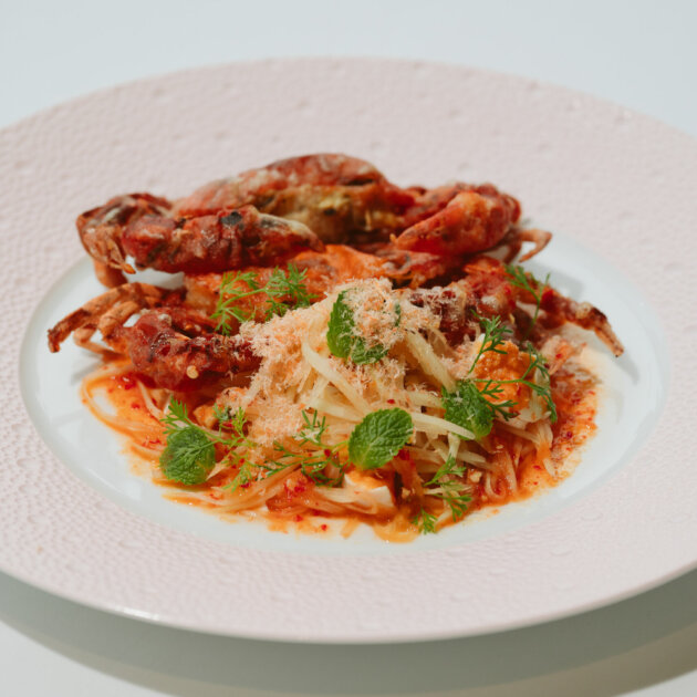 Soft shell crab with green mango salad